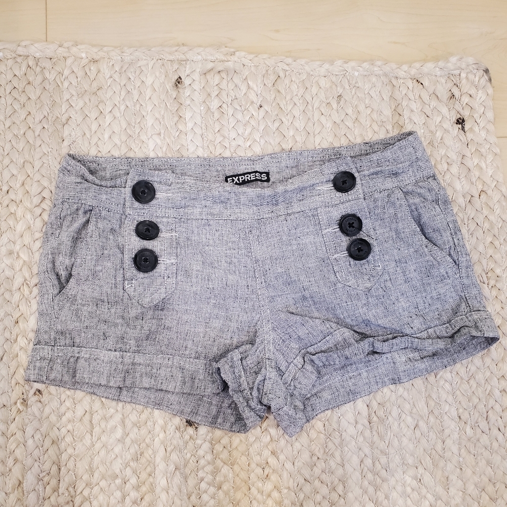 Express Short Shorts Size 0 Linen Grey Low Rise